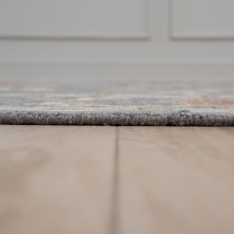 Alora Decor Lush Grey Floral Hand Knotted Wool Area Rug
