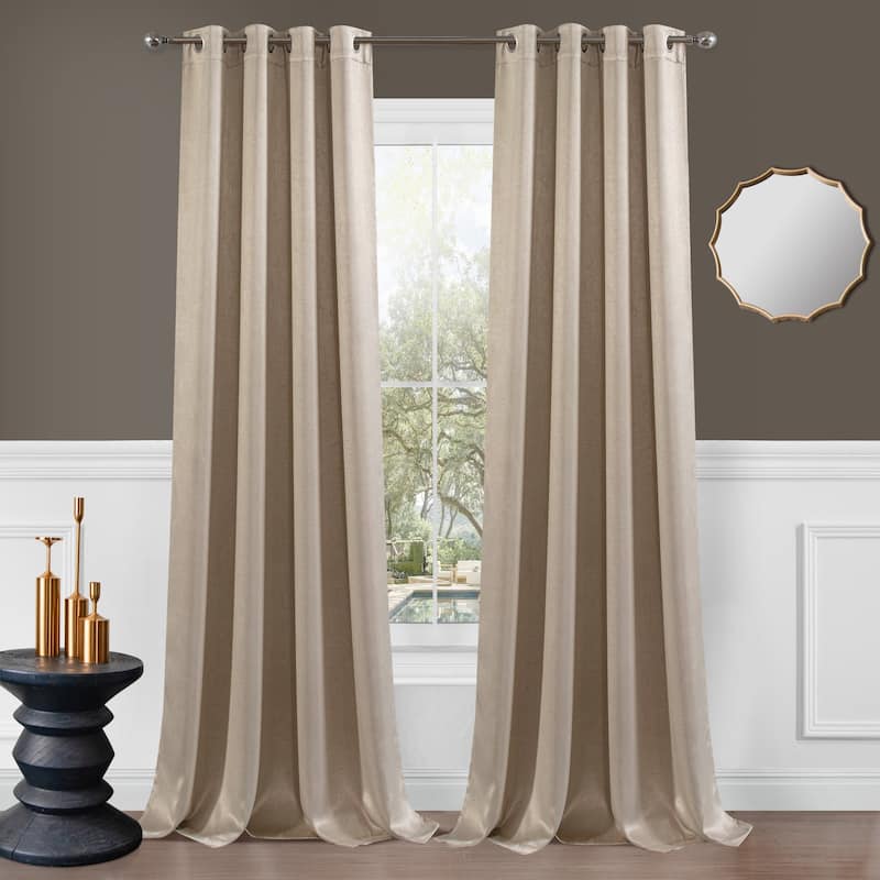 Dainty Home Brookville Metallic Sheen Blackout Grommet Single Panel Extra Wide Curtains - 52" x 84" - Sand