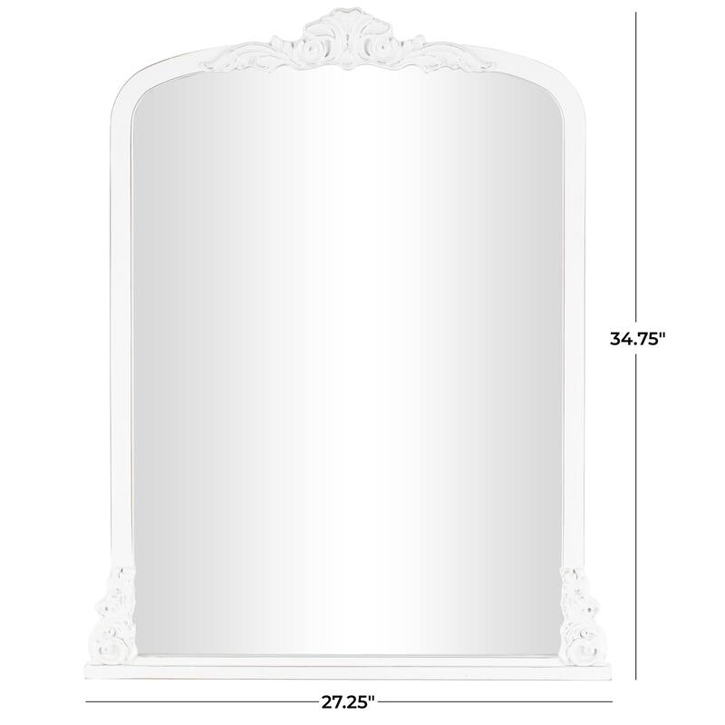 Wooden Scroll Tall Arched Wall Mirror with Scroll Details - Cream - Roche River Decor