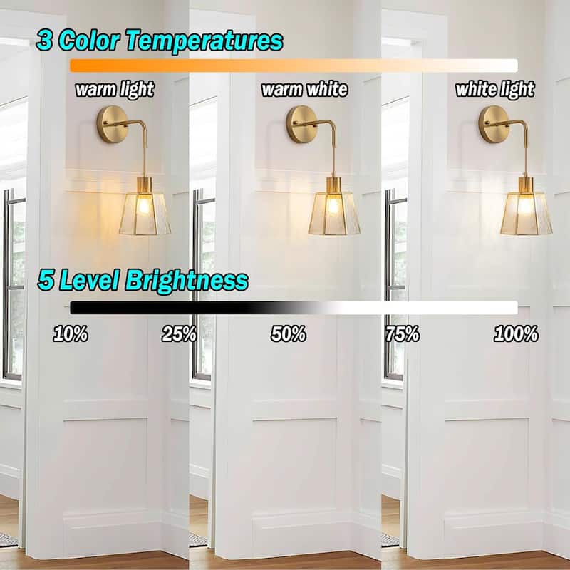 Set of 2 bedroom light transparent wall light metal bedside light