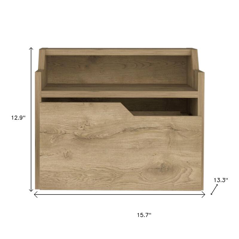 HomeRoots 16" Beige Wood One Drawer Floating Nightstand