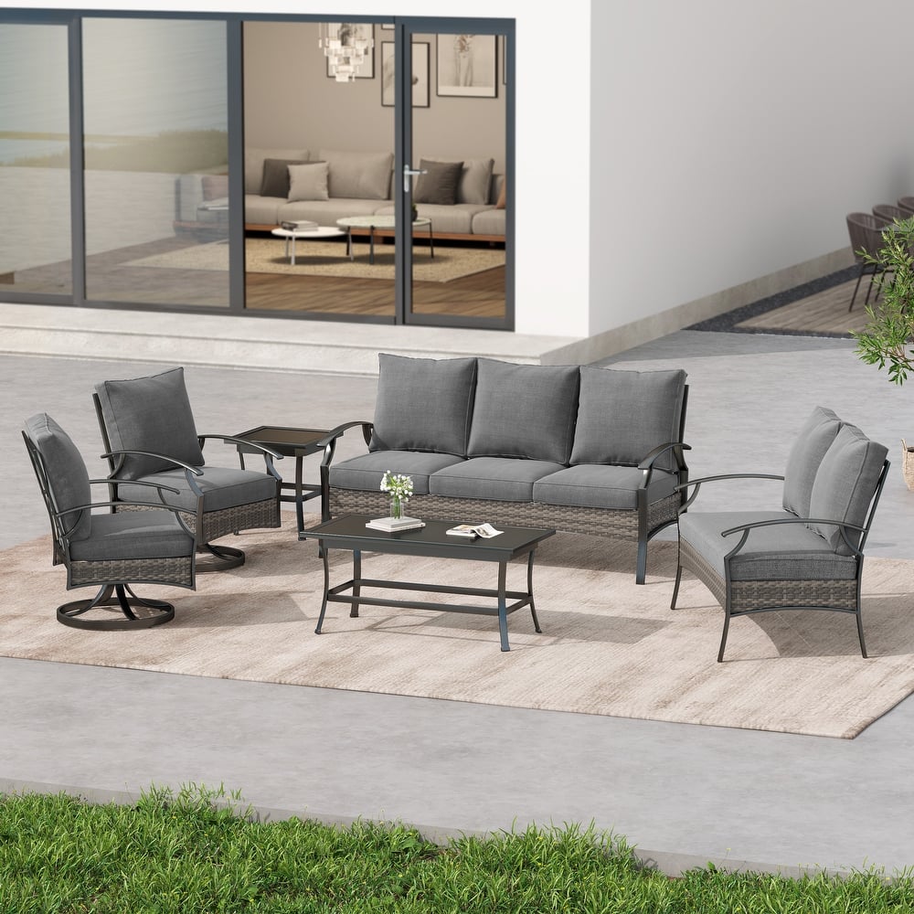 6-Piece Patio Sofa Furniture Set Outdoor Seating Group with Cushions