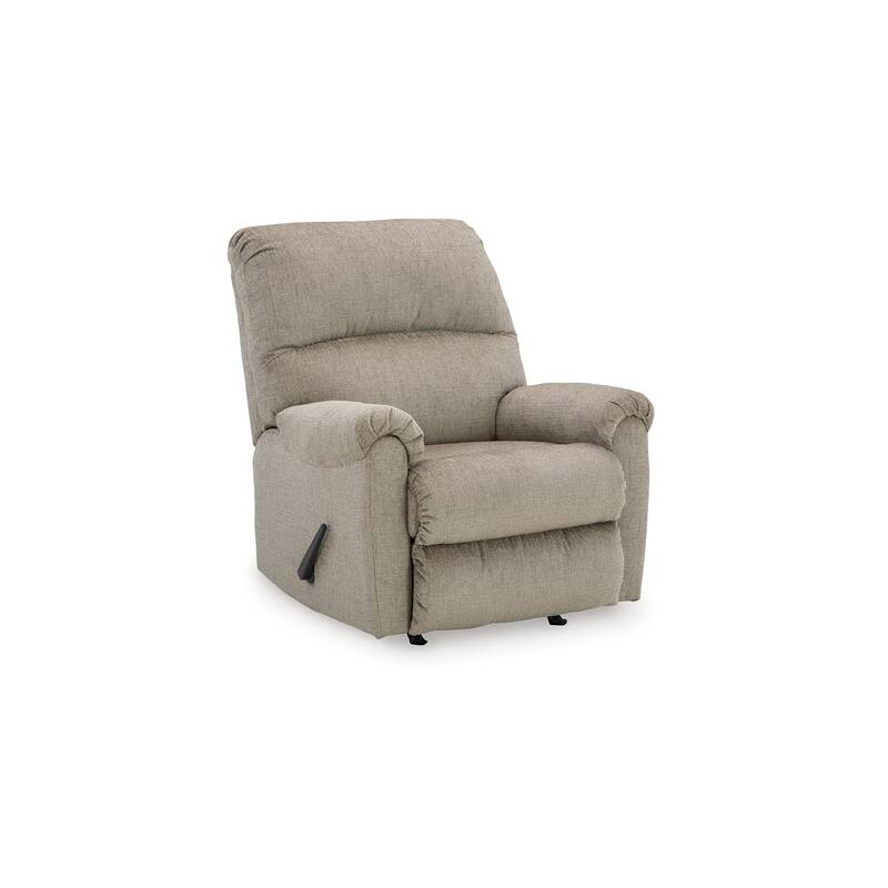 Ead Manual Rocker Recliner Chair, Plush Cushion Taupe Brown Polyester