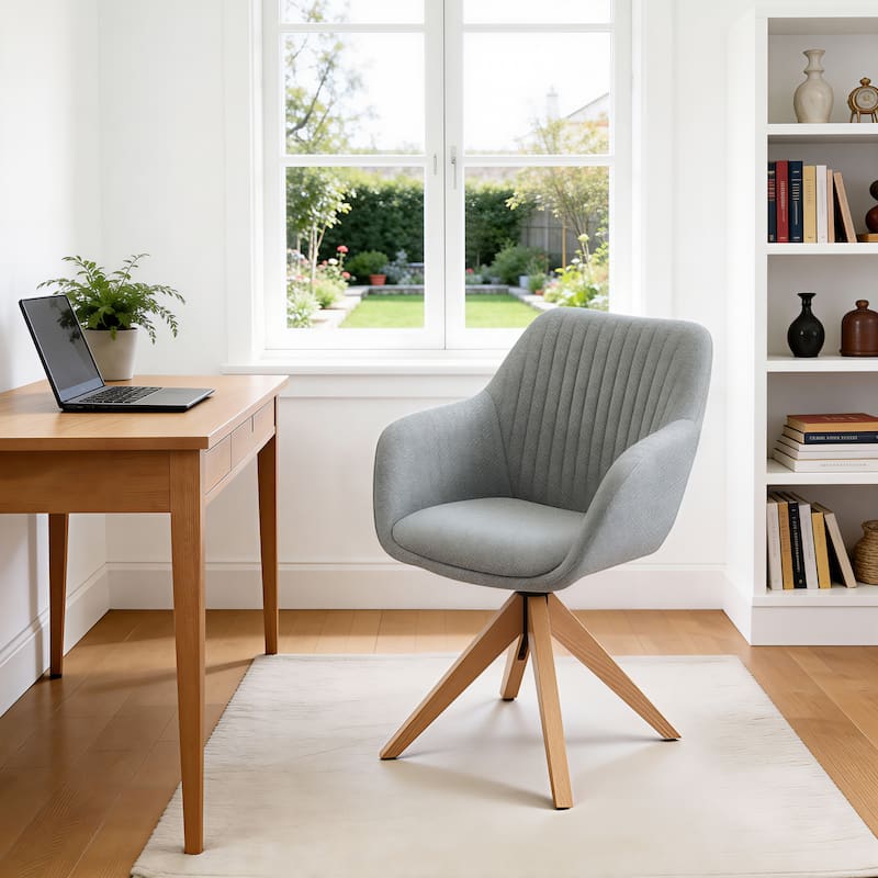 Art Leon Classical Swivel Office Accent Chair with Wood Legs