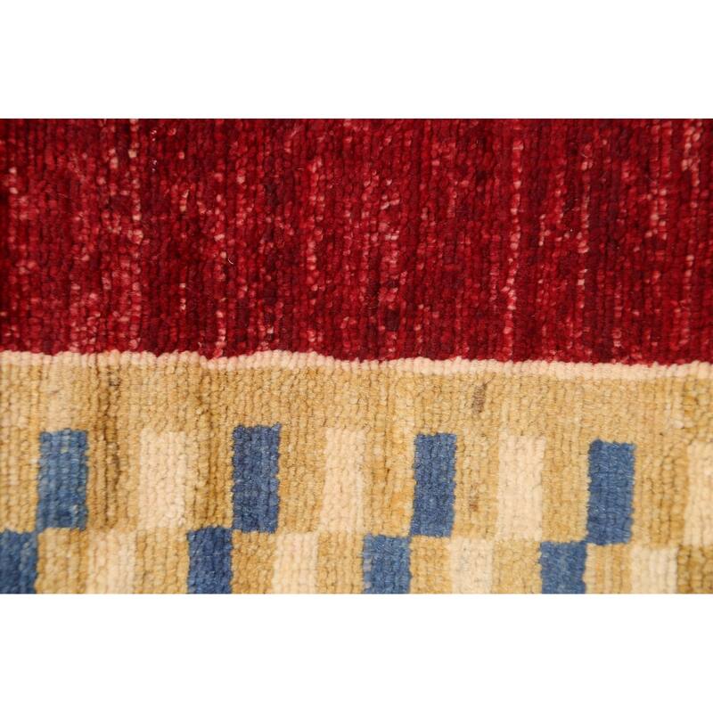 Bordered Gabbeh Kashkoli Oriental Wool Runner Rug Hand-knotted Carpet - 2'8" x 9'10"