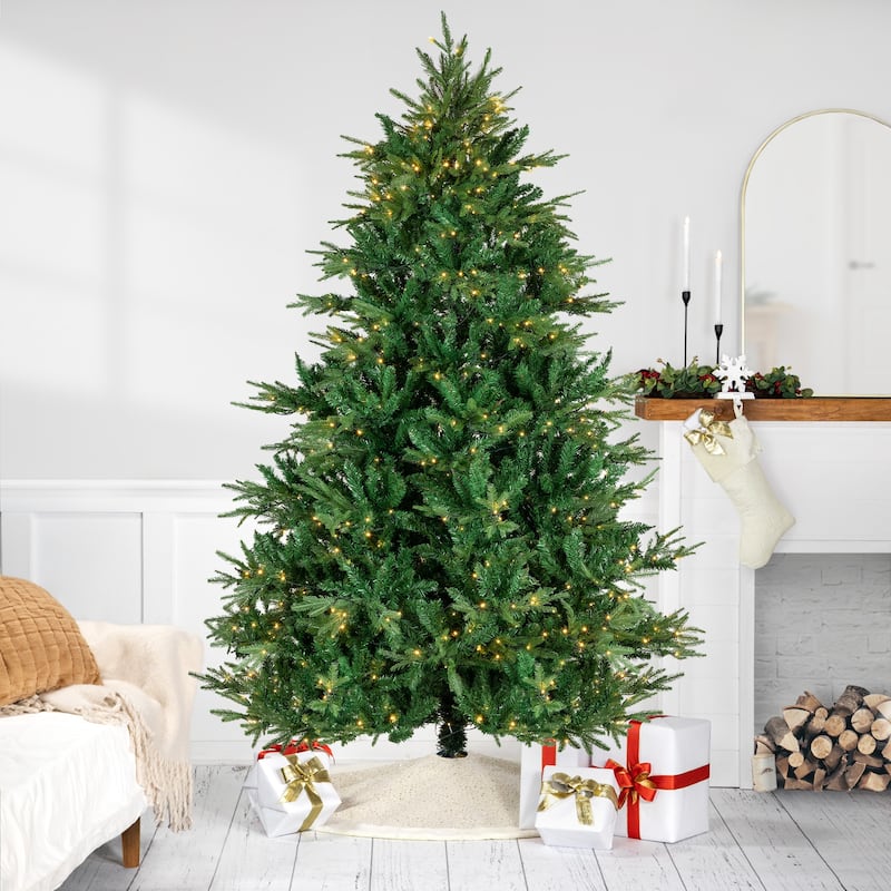 7.5' Pre-Lit Juniper Pine Artificial Christmas Tree Warm White LED Lights