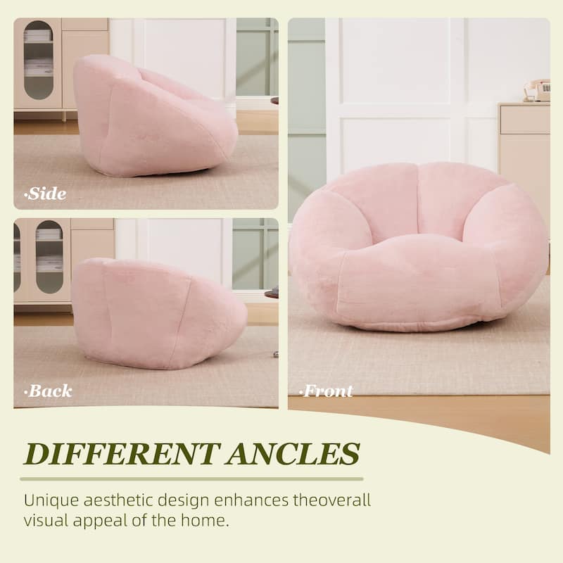 HOMEFUN Fabric Upholstered Oversized Round Comfy Bean Bag Lazy Sofa for Living Room