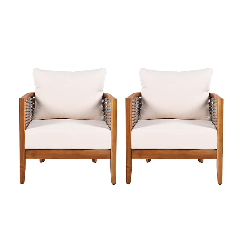 Christopher Knight Home - Lysander Outdoor Acacia Wood Tub Design Armchair with Woven Rope