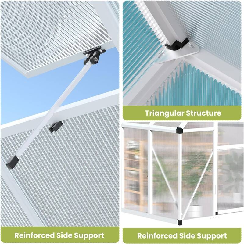 6x11FT Aluminum-Framed Polycarbonate Greenhouse Kit, Sliver - 6*11FT