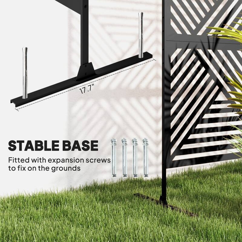 Black Freestanding Vertical 3 Panel Garden Decorative Fence with Steel Frame for Climbing Plants - 48" W x 17.7" D x 78" H