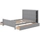 preview thumbnail 15 of 32, Low-Profile Grounded Frame Bed with Storage Shelves Headboard
