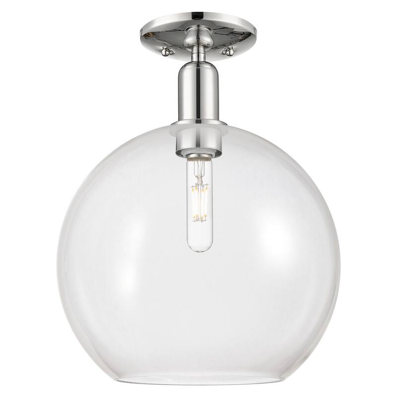 Innovations Lighting 716-1C-16-12 Athens Semi-Flush Athens 12" Wide - Polished Nickel / Clear