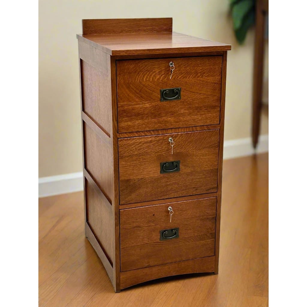 Mission Solid Oak 3 Drawer File Cabinet