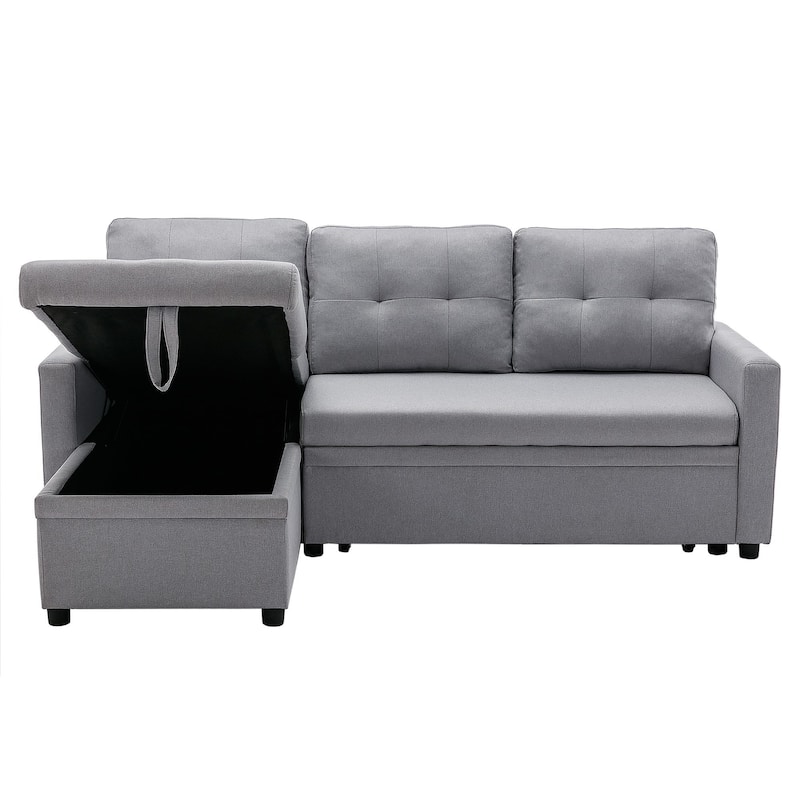 Tufted Convertible Corduroy/ Linen Modular Sectional Sofa with Storage Chaise