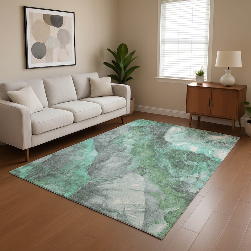 Premium Washable Super Soft Abstract Mayfield Rug - Teal - 3' x 5'
