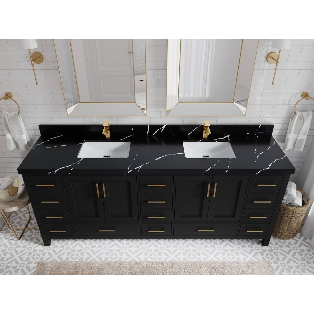 Willow Collection 84 in. W x 22 in. D Malibu Double Sink Bathroom Vanity with Countertop