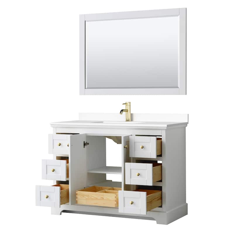 Avery 48 Inch Single Vanity, Cultured Marble Top, 46 Inch Mirror