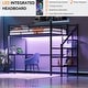 preview thumbnail 4 of 8, Twin Black Metal Loft Bed with Desk,Charging Station,LED Light,Heavy Duty,Staircase,Storage Shelves