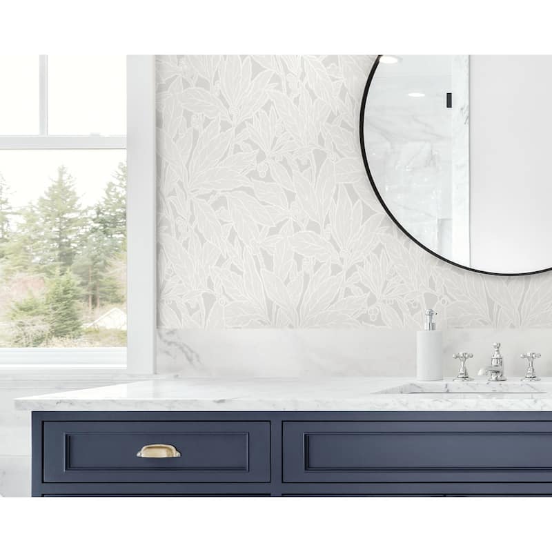 Seabrook Designs Leaf and Berry Nonwoven Unpasted Wallpaper