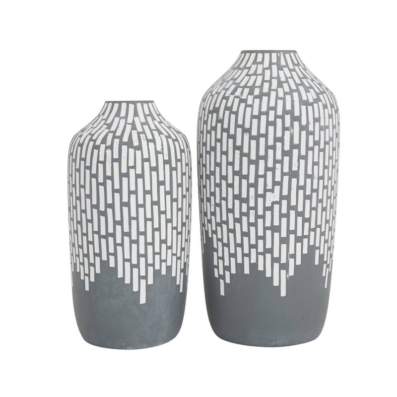 Gray Ceramic Mosaic Inspired Vase (Set of 2)