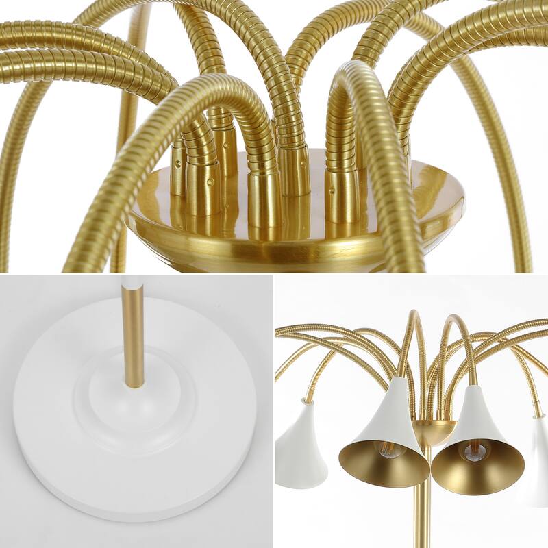 Nora 61" 10-Light Mid-Century Modern Iron Medusa Multi Head LED Floor Lamp, by JONATHAN Y