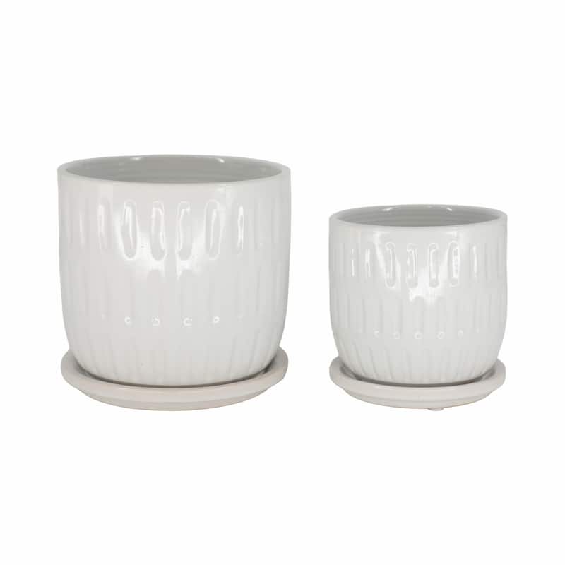 Sagebrook Home Ceramic Planter with Saucer