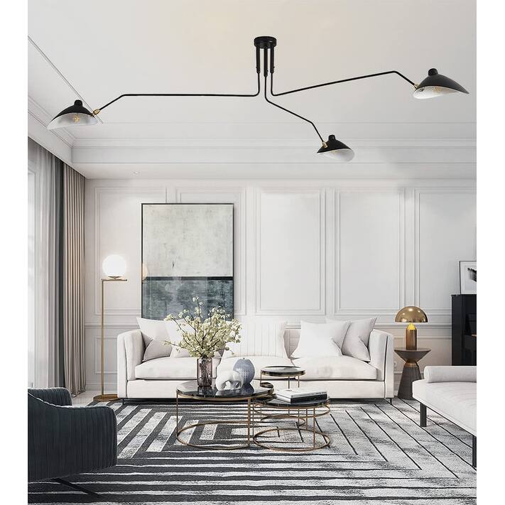 Modern Black Chandelier 3 arm Chandelier Mid Century Chandelier. - 53.2*43.3*35.4 in