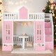preview thumbnail 2 of 8, Impression & Elegant Twin over Twin Bunk Bed Turn into Upper Bed and Down Desk, Changeable Table, Fun Place For Kids, Pink