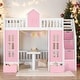 preview thumbnail 1 of 8, Twin over Twin Bunk Bed Turn into Upper Bed and Down Desk, Pink Pink