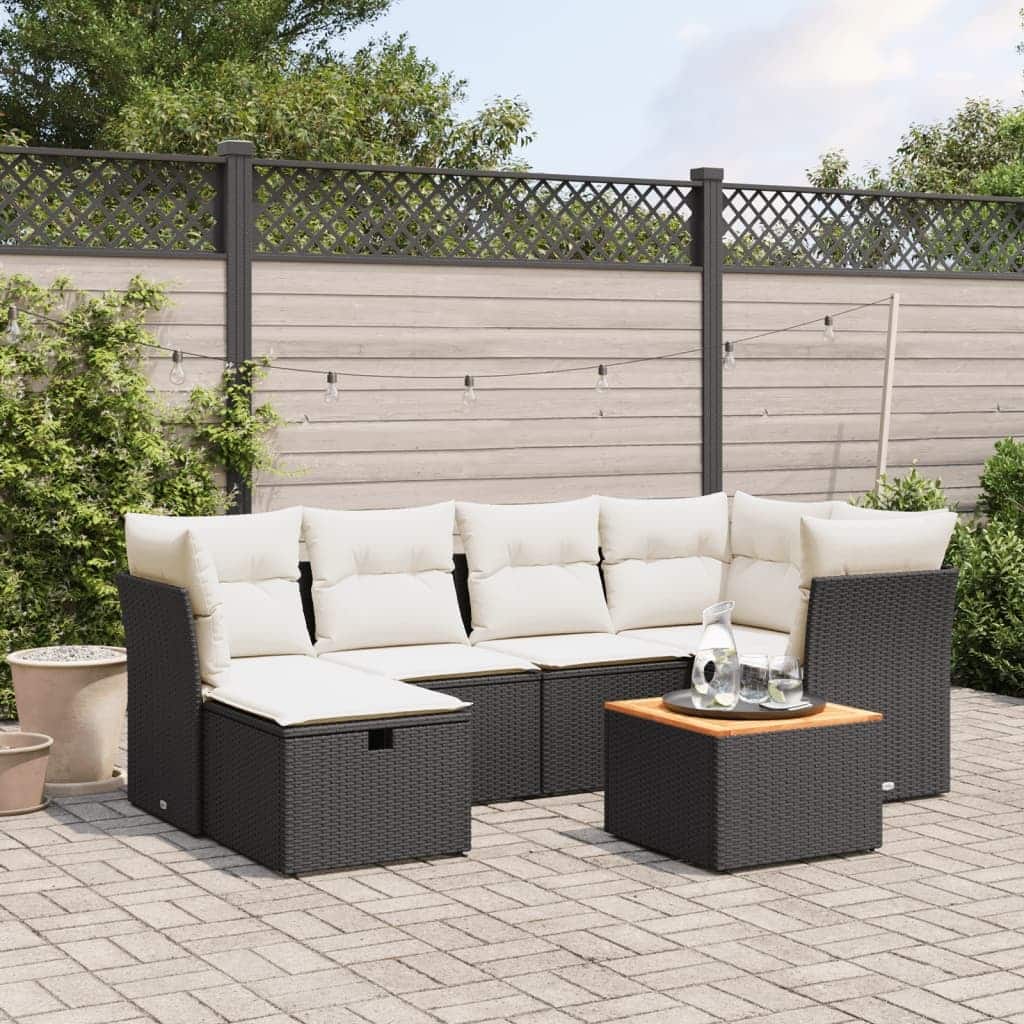 vidaXL Patio Sofa Set with Cushions Outdoor Furniture 7 Piece Poly Rattan