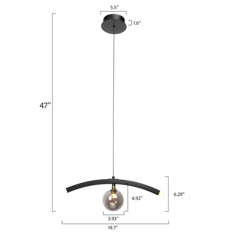 Smoky Gray Glass Shade Creative LED Pendant Light