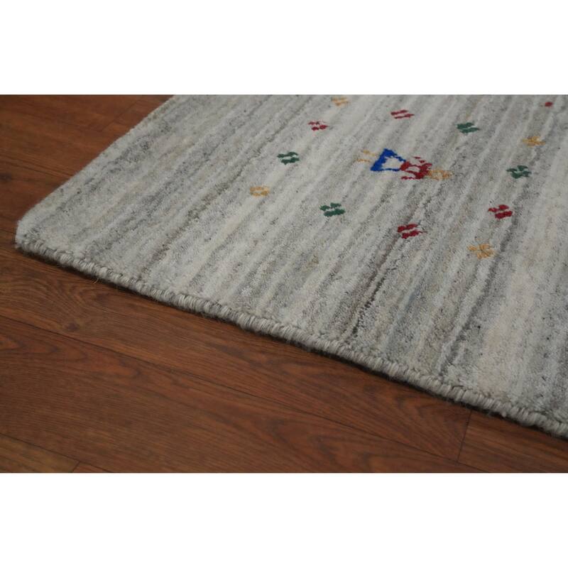 Hand Knotted Oriental 100% Wool Carpet Tribal Animal Pictorial Greys & Charcoal Gabbeh Area Rug - 12' 6'' X 9' 3''