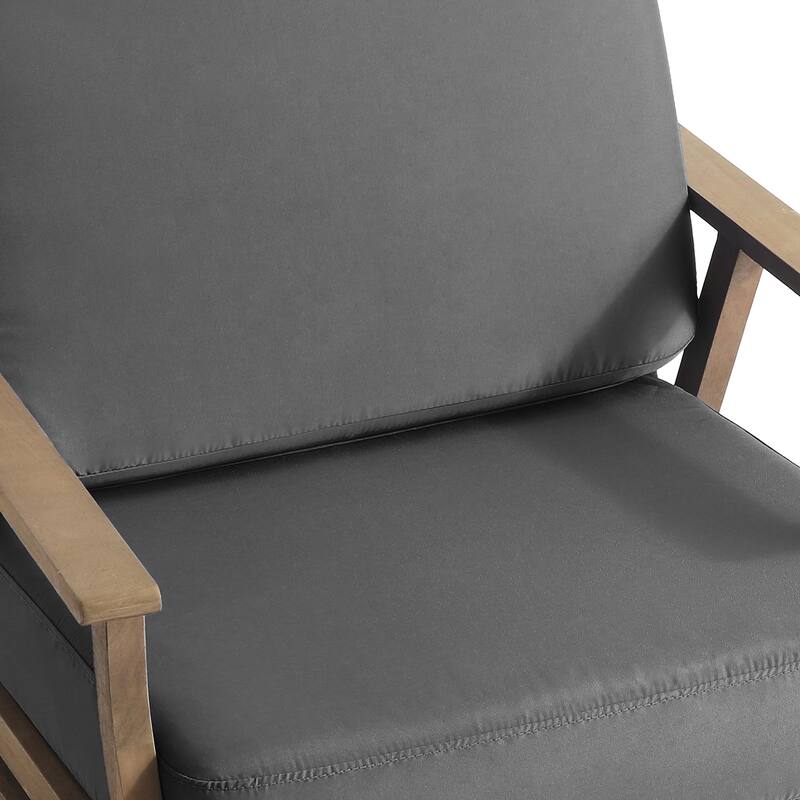 2 Set Outdoor Patio Acacia Wood Arm Chair With Cushion