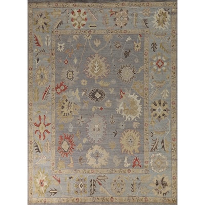 Hand Knotted Oriental 100% Wool Carpet Transitional All-Over Greys & Charcoal Oushak Area Rug - 10' 5'' X 8' 3''