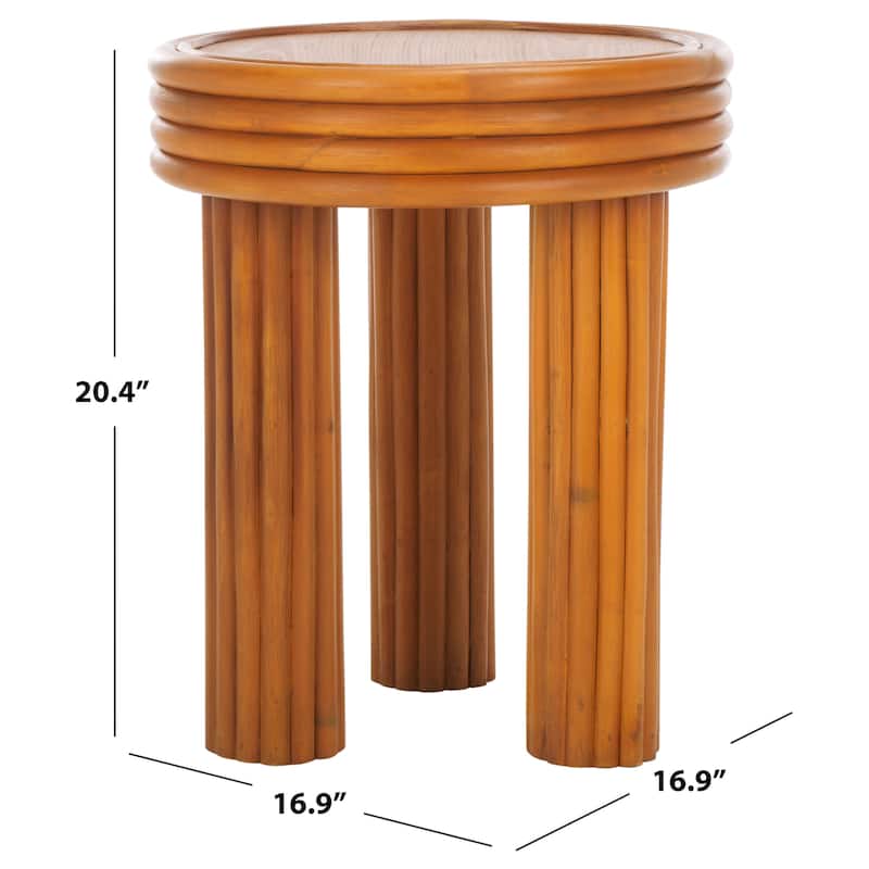 SAFAVIEH Couture Bayard Rattan Round Accent Table - 17"W x 17"D x 20"H