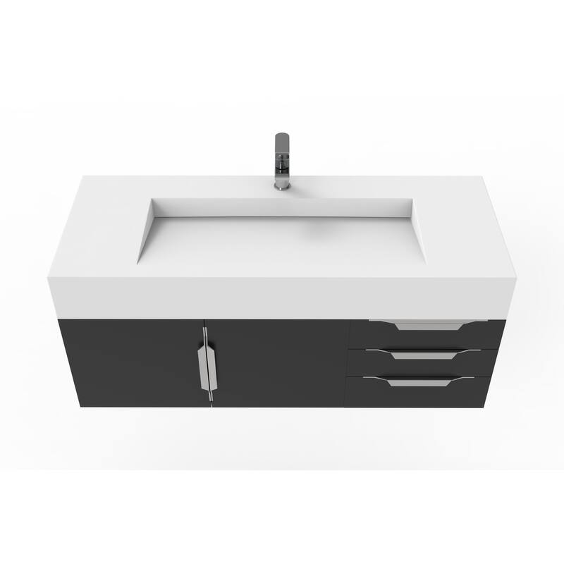 Nile 48" Wall Mounted Bathroom Vanity Set w/ White Top