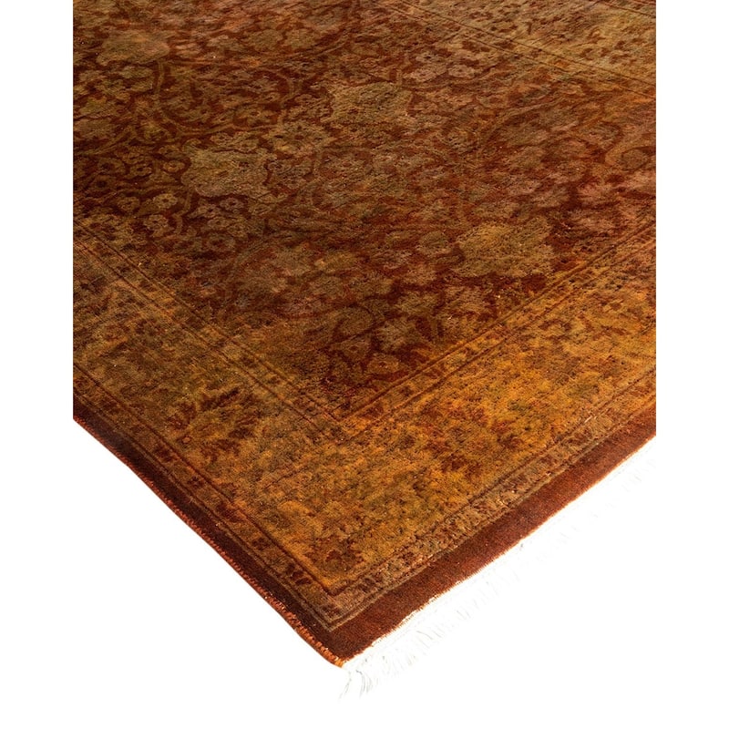 Overton Hand Knotted Wool Vintage Inspired Modern Contemporary Overdyed Red Area Rug - 2' 7" x 24' 1"