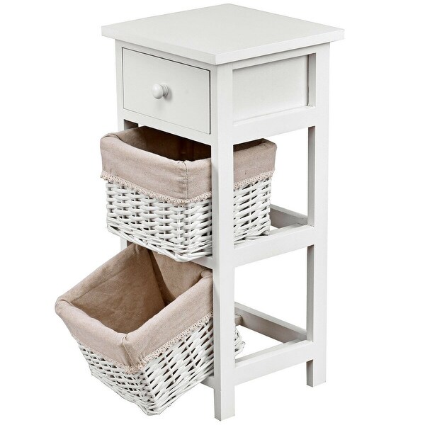 End Bedside Table Nightstand Chest Cabinet Bedroom Furniture Drawer Baskets