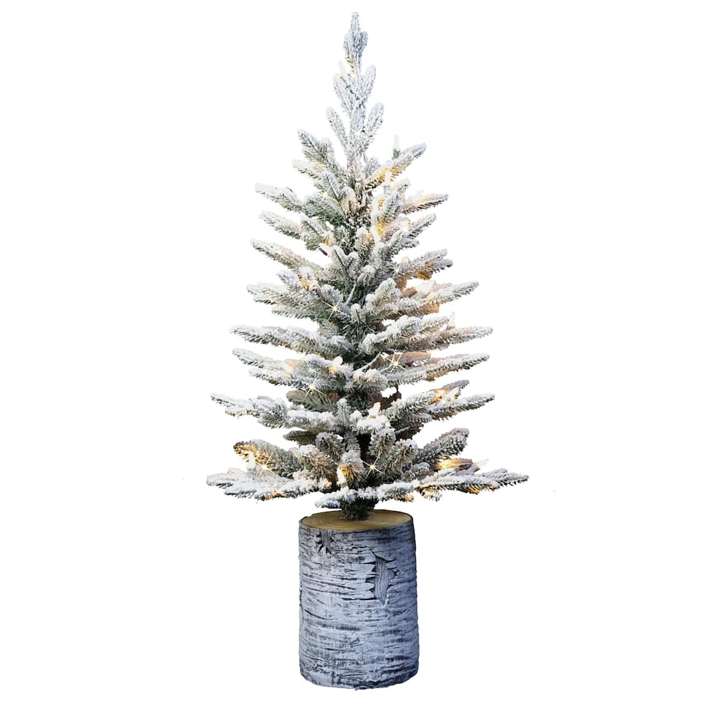 Puleo International 3' Pre-Lit Potted Flocked Arctic Fir Tree - 3