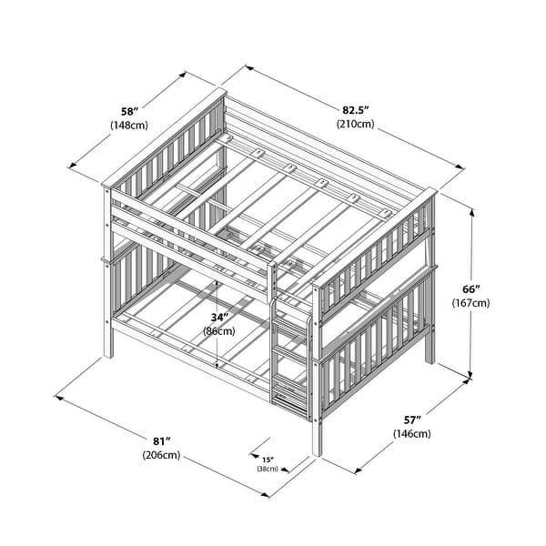 dimension image slide 2 of 5, Max and Lily Full over Full Bunk Bed
