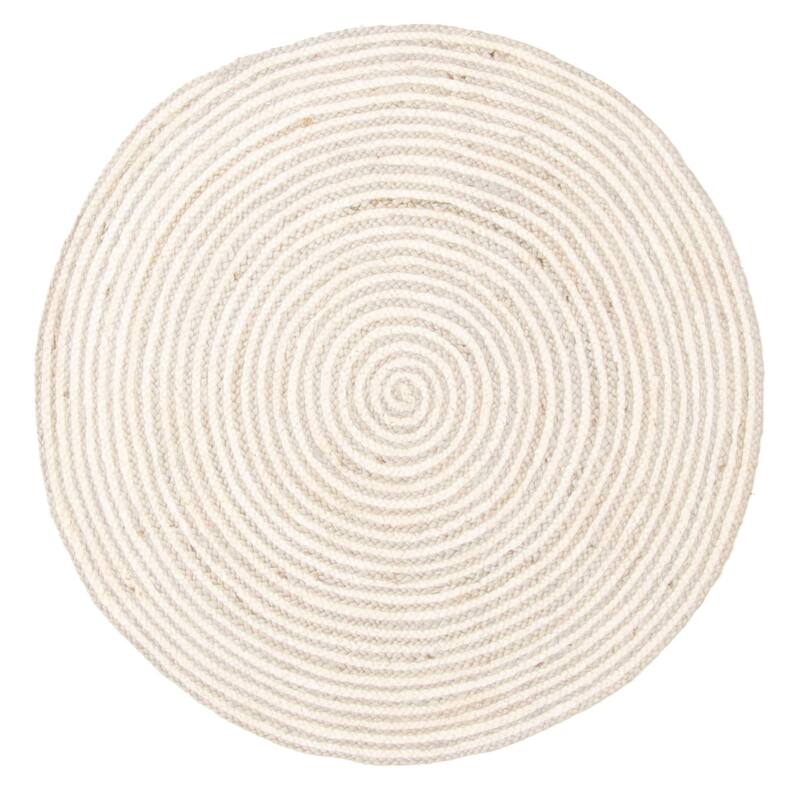 ECARPETGALLERY Braided Weave Palas Denizli Grey Jute Rug - 3'3 x 3'3