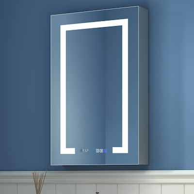 ExBrite LED Lighted Bathroom Medicine Cabinet with Mirror and Shelf,Recessed or Surface Mount,Defog, Stepless Dimming