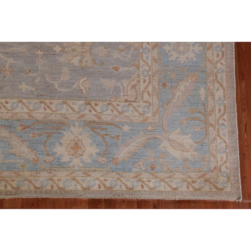 Hand Knotted Oriental 100% Wool Carpet Transitional All-Over Greys & Charcoal Oushak Area Rug - 11' 8'' X 9' 0''