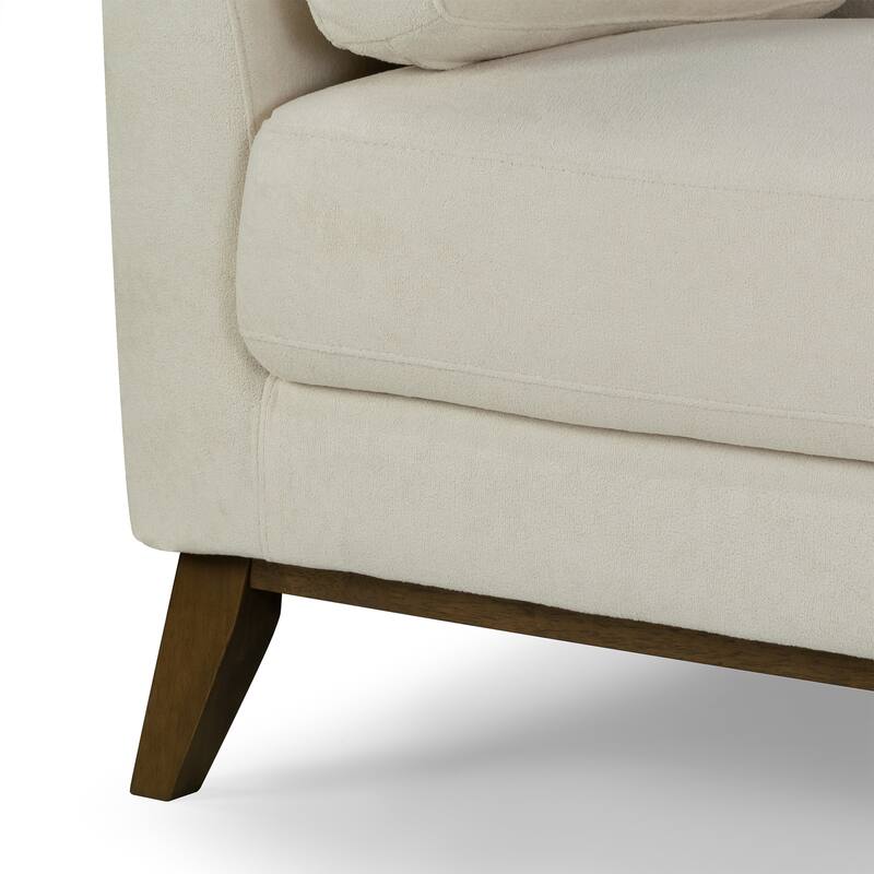 Birre Beige Micro Boucle Fabric Sofa with Walnut Wood Legs