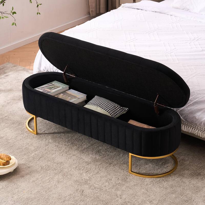 Velvet Storage Bench for Bedroom