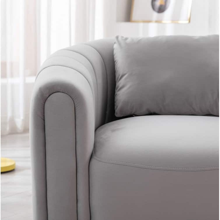 Ebello Oversize Velvet Swivel 360° Rotation Barrel Comfy Round Armchair With Pillow For Living Room Bedroom