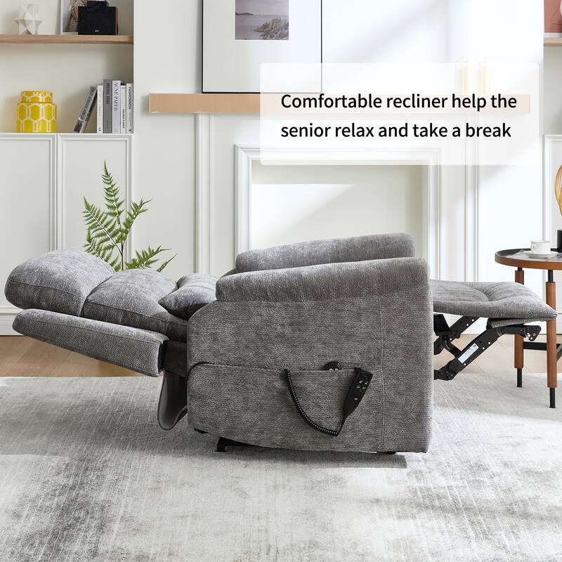 350 Lbs Leatherair Power Lift Recliner Chair,Heavy Duty Motion Mechanism With 8-Point Vibration Massage And Lumbar Heating