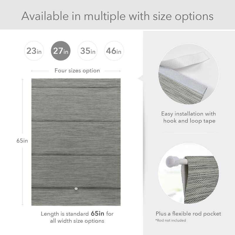 GoDear Design 99.99% Blackout Magnetic Roman Shades, No Drill Cordless Woven Fabric Blinds 23", 37", 35", 46" W, Iron.