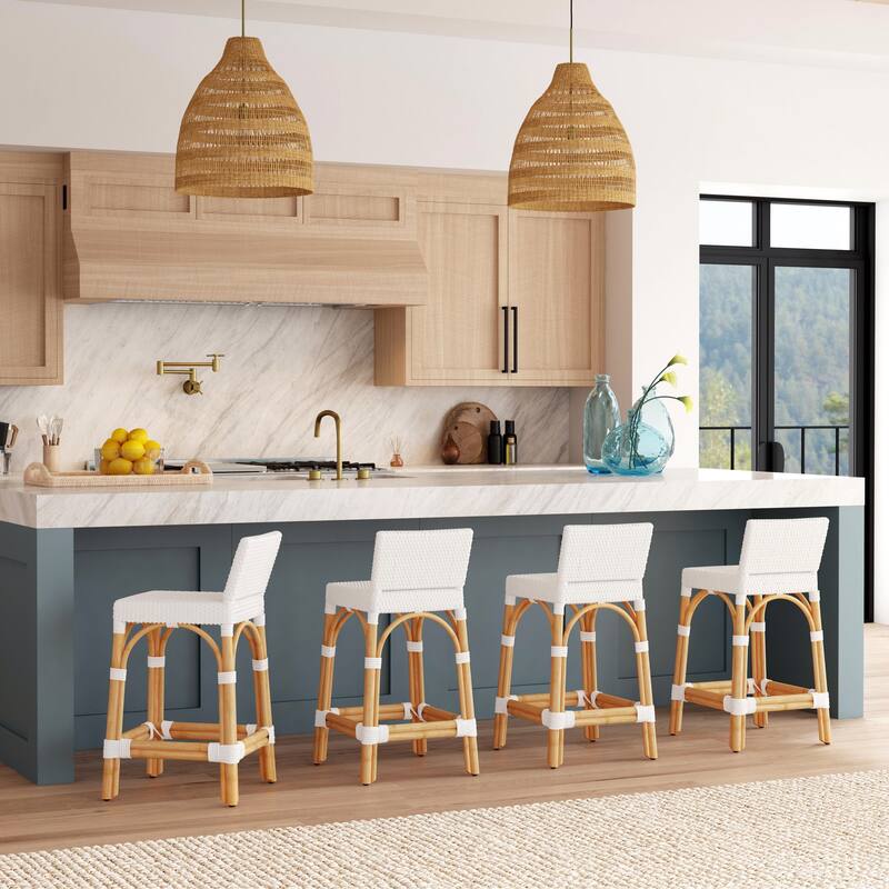 Serienna 24.5"H Seat Rattan Low Back Counter Stool