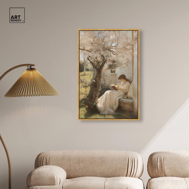 Reading With Her Cat Canvas by Art Remedy